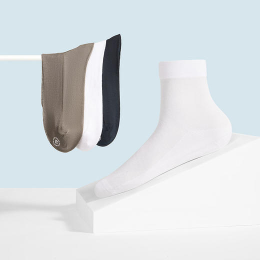 柒牌丝光棉袜子男士中筒袜夏季薄款纯棉透气男式防臭抗菌商务长袜	126F70360 商品图4