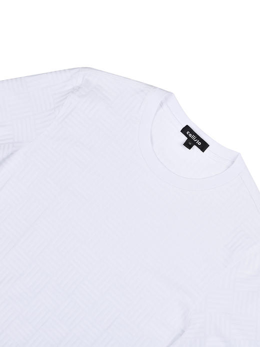callisto白色弹力棉基础圆领短袖T恤 STTSS132T 商品图1