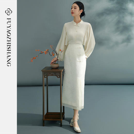 立领古风衬衫女2024新款盘扣上衣日常改良纯色长袖衬衣 商品图5