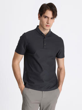 callisto深灰色棉桑蚕丝混纺短袖T恤 STTSS025T