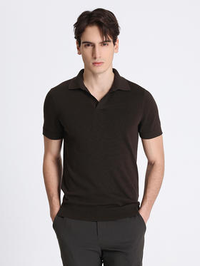 callisto咖色棉混纺短袖T恤 STTSS038C