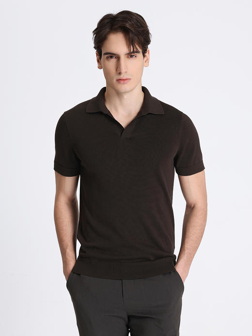 callisto咖色棉混纺短袖T恤 STTSS038C 商品图0