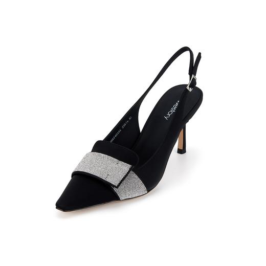 westory2024春季新款细中跟尖头钻饰系带后空鞋皮鞋S24AH57401 商品图2