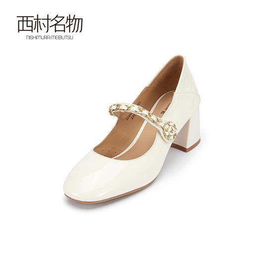 西村名物2024春季新款一字扣单鞋时髦复古玛丽珍时尚高跟鞋X24AE10711 商品图1