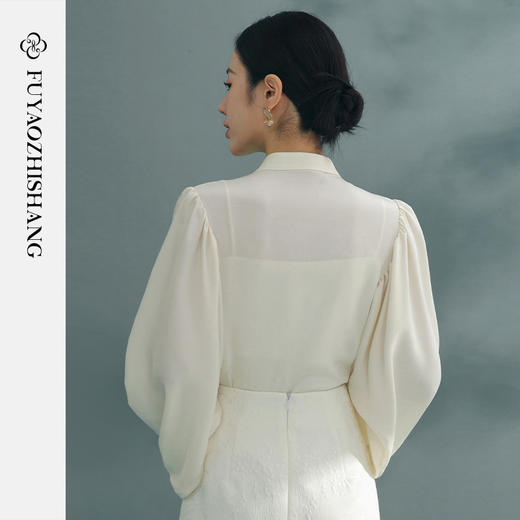 立领古风衬衫女2024新款盘扣上衣日常改良纯色长袖衬衣 商品图6