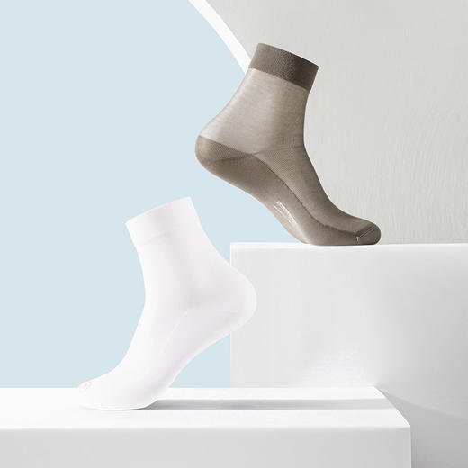 柒牌丝光棉袜子男士中筒袜夏季薄款纯棉透气男式防臭抗菌商务长袜	126F70360 商品图3