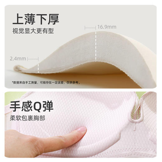 熳洁儿 透气蜂巢杯小胸显大无钢圈蕾丝内衣女收副乳聚拢文胸罩21251536 商品图4