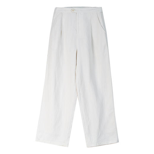 牧衣游原创 绢丝麻净色裤子舒适耐穿白色百搭宽松休闲裤新款 良辰 商品图4