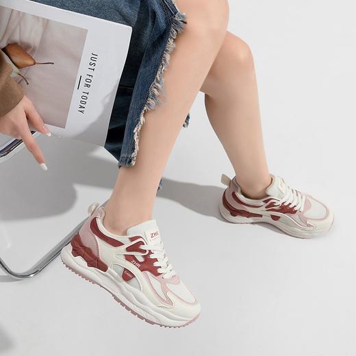 ZHR老爹鞋女2024春季新款百搭休闲松糕底耐磨低帮撞色拼接厚底休闲鞋 商品图5