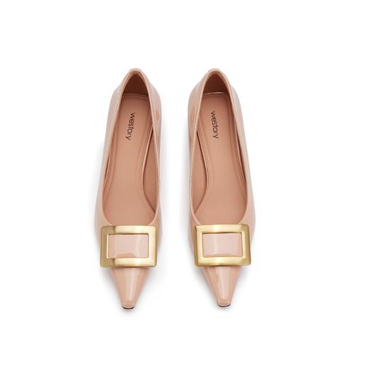 westory2024春季新款时尚细中跟尖头蝴舒适百搭小皮鞋W24AE5726101 商品图3