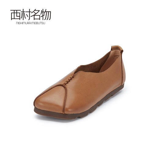 西村名物2024春季新款新国风系列简约平底鞋舒适软皮奶奶鞋X24AM10351 商品图1