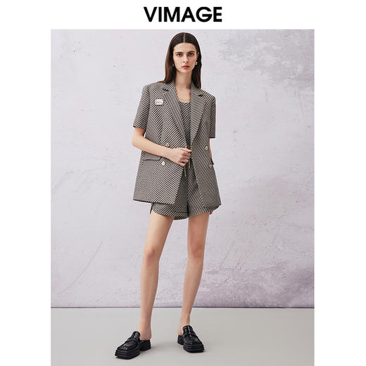 VIMAGE纬漫纪春季新款印花修身时尚外套V2103721 商品图1