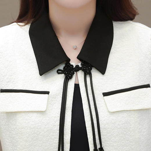 时尚内搭黑色连衣裙，七分袖短款洋气外套两件套QYM-XQD-11C2303-L 商品图3