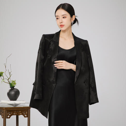 扶摇 春秋西服外套女新中式休闲宽松刺绣国风高级感西装上衣 商品图4