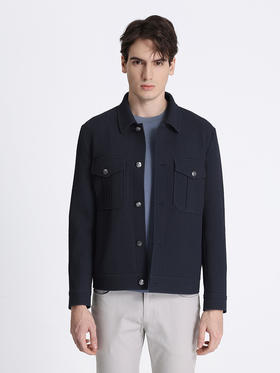 callisto藏青羊毛混纺夹克 STFEJ155C