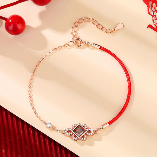 【中国结】S925银中国风微镶锆石红绳手链【JHY-A000856M】 商品图1