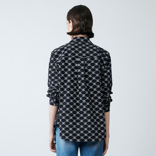 EITIE爱特爱春季新款时尚复古通勤百搭显瘦印花衬衫7709404 商品图4