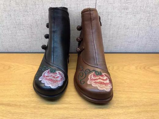 豪行秋季新品时尚休闲真皮复古风女单靴213X92001专柜正品 商品图1