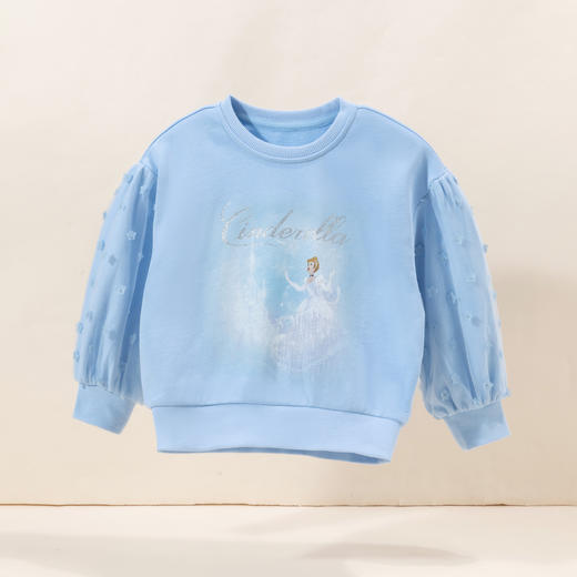 【商场同款】迪士尼童装女童甜美网纱拼接套头卫衣 商品图0