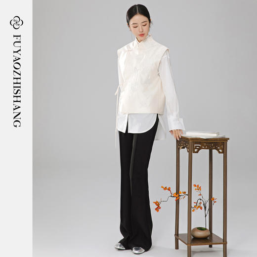 扶摇 中式杏色马甲女系带背心2026春新款上衣高级感无袖外套 商品图5