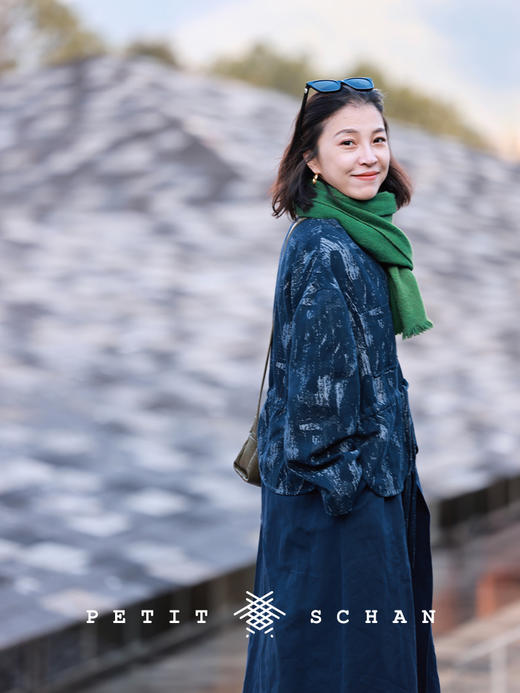 PETIT SCHAN小闪 CLO#430 brushwork 笔触 意大利进口棉麻色织提花可拆卸两穿风衣外套 商品图5