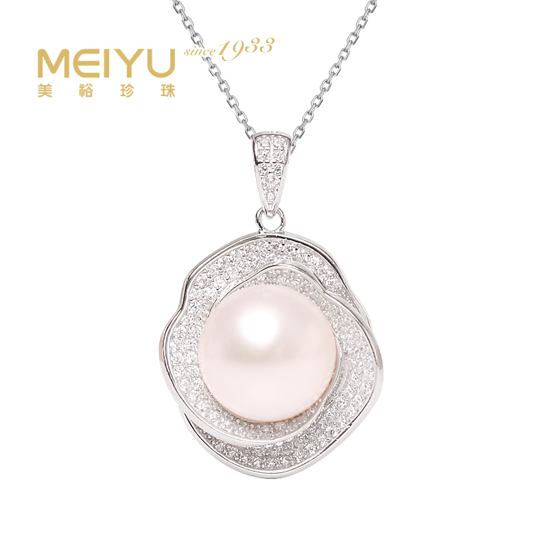 美裕 925银淡水珍珠链牌 11-12mm 107797