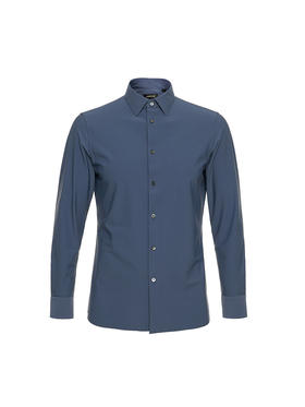 callisto蓝色弹力混纺长袖衬衫 STSTL200C