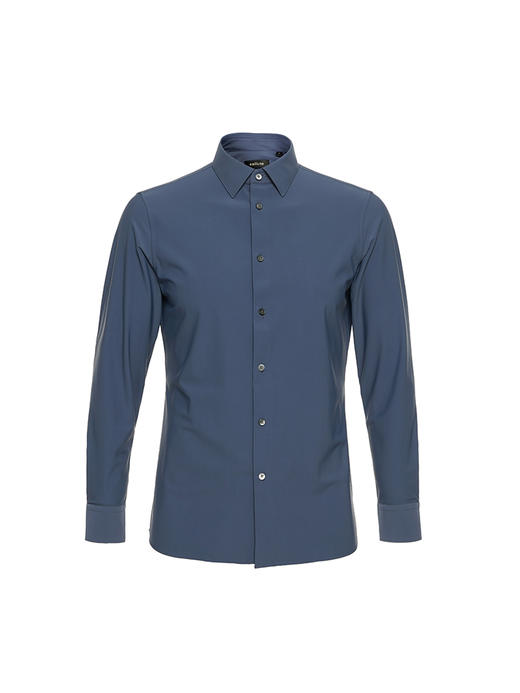 callisto蓝色弹力混纺长袖衬衫 STSTL200C 商品图0