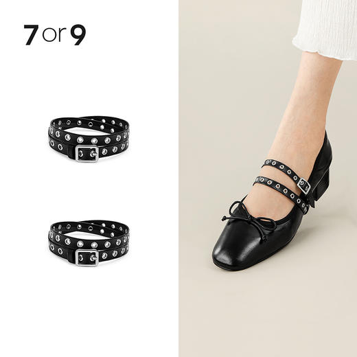 7or9-配饰 黑色气眼长版饰带 商品图0