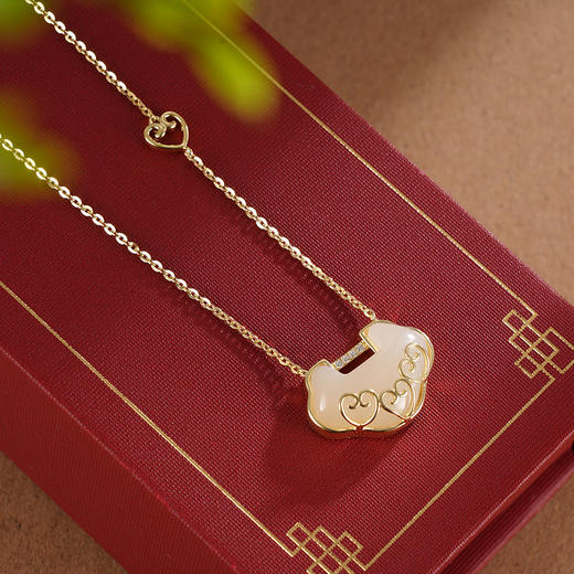 子佩集S925银【长生乐】套链项链【YL-5311201】和田玉锁2401 商品图0