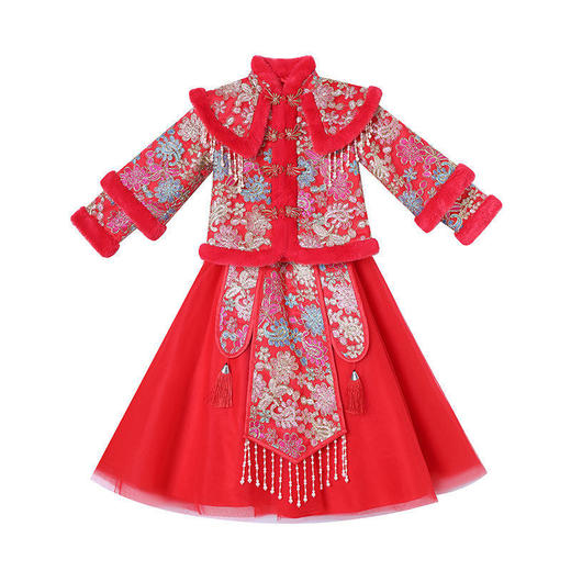 ALBB-中国风女童加绒两件套过年服加绒唐装拜年服套装 商品图4