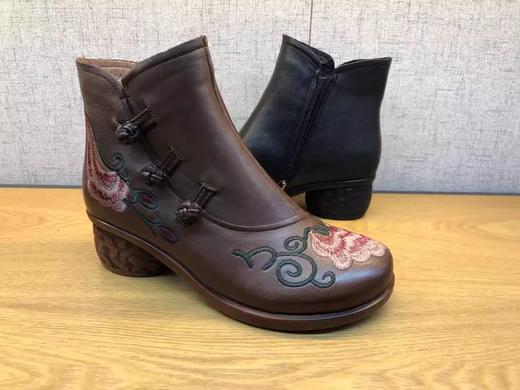 豪行秋季新品时尚休闲真皮复古风女单靴213X92001专柜正品 商品图0