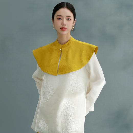 扶摇 黄色复古云肩2024新款国风披肩绝美圆领新中式上衣坎肩 商品图0
