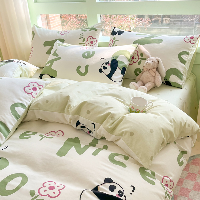 自然醒纯棉床上四件套全棉公主花被套床单宿舍床品三件套女NH149