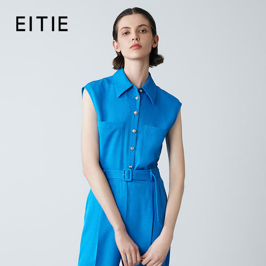 EITIE爱特爱夏季新款气质干练职业无袖衬衫上衣女7709407 商品图0