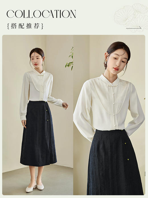 【年终特卖】熙世界仙气白色新中式衬衫2025秋新款文艺国风盘扣上衣醋酸小衫 商品图4