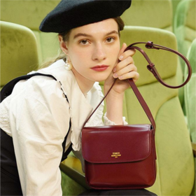 TENNCO 原创「车厘子」小众款真皮女包复古经典翻盖小方包