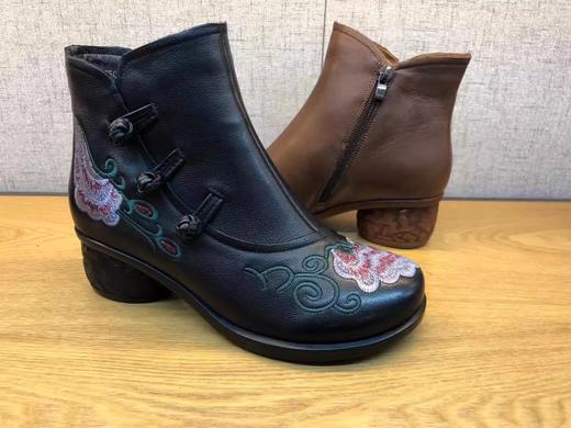 豪行秋季新品时尚休闲真皮复古风女单靴213X92001专柜正品 商品图3