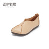 西村名物2024春季新款新国风系列简约平底鞋舒适软皮奶奶鞋X24AM10351 商品缩略图0