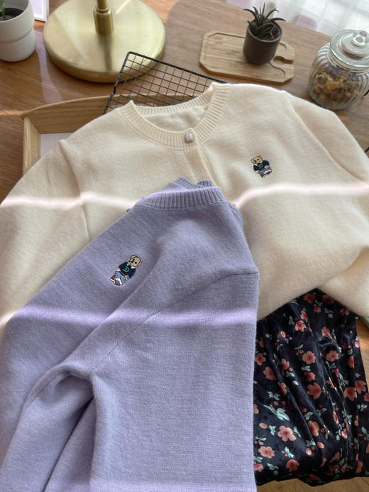 2025春新款【可爱小熊刺绣 套头毛衣女】宽松慵懒风 软糯圆领针织开衫 商品图1