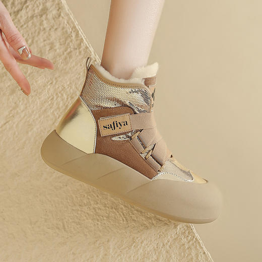 品质好货 | Safiya/索菲娅2023秋冬加绒加厚羊毛靴口短靴棉靴雪地靴 SF3411A723 商品图8