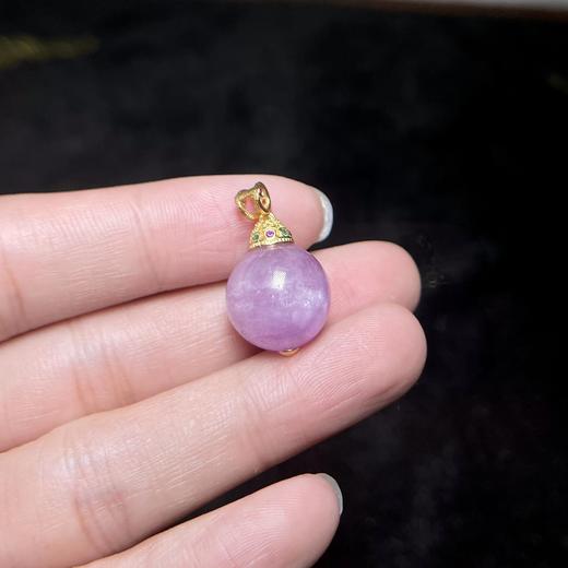 S925紫锂辉吊坠-圆珠锥形扣14 商品图0