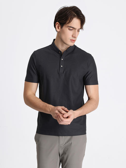 callisto深灰色棉桑蚕丝混纺短袖T恤 STTSS025T 商品图1