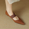 复古宫廷风，褶皱羊皮尖头低跟浅口单鞋DTN-A1035-11 商品缩略图3
