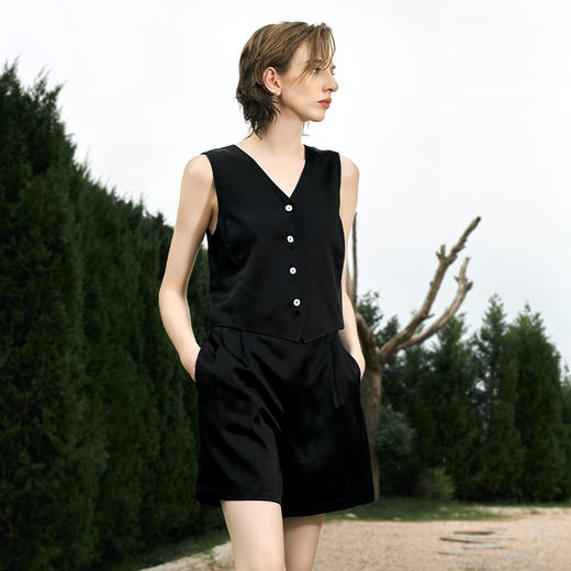 Solo seta25姆米重磅真丝睡衣套装女桑蚕丝马甲短裤长裤2025 商品图3