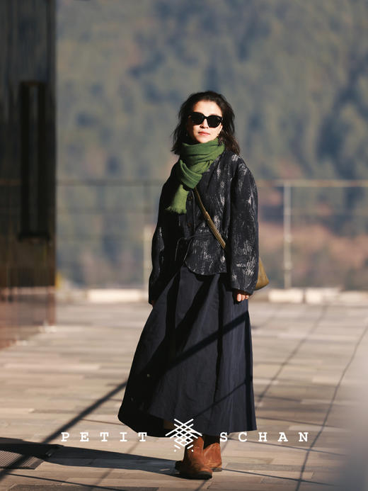 PETIT SCHAN小闪 CLO#430 brushwork 笔触 意大利进口棉麻色织提花可拆卸两穿风衣外套 商品图7