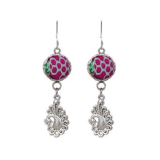 芳情雀老绣苗银耳环 | 民族风饰品 商品图1