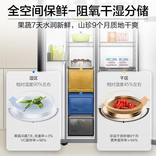 【星珀系列】海尔冰箱562升零距离自由嵌入式冰箱对开门全空间保鲜阻氧干湿分储智能恒温大冷冻巨能冻冰箱 562L星蕴银+零距离嵌入+全空间保鲜+全域除菌 商品图2
