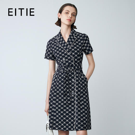 EITIE爱特爱夏季新款气质翻领复古修身外套两穿（连衣裙）7704405 商品图0