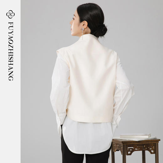 扶摇 中式杏色马甲女系带背心2026春新款上衣高级感无袖外套 商品图6